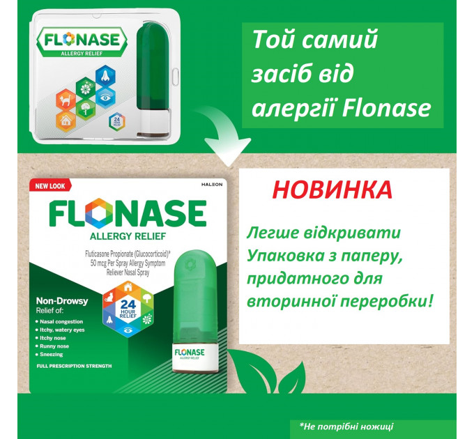 Назальний спрей від алергічного риніту Flonase Allergy Relief 24 години 2 флакони по 144 дози