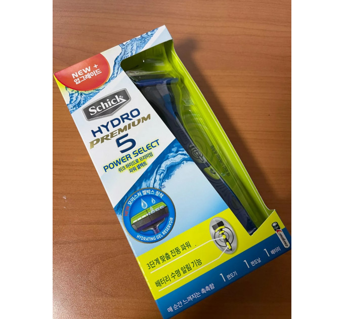 Бритва чоловіча Schick Hydro 5 Premium Power Select Razor (1 станок 1 картридж 1 батарейка)