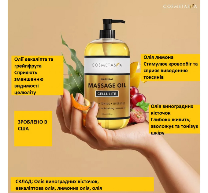 Антицелюлітне масажне масло Cosmetasa 500 мл з масажером