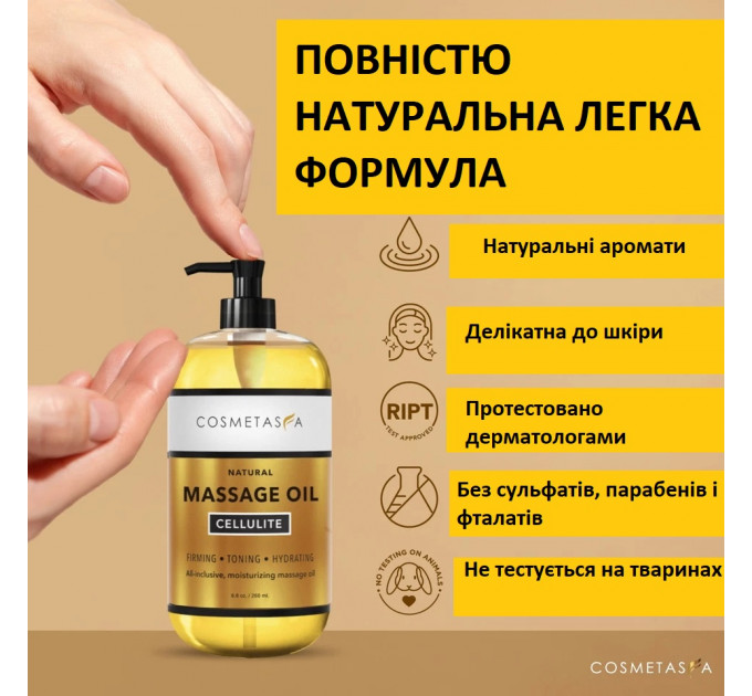 Антицелюлітне масажне масло Cosmetasa 500 мл з масажером