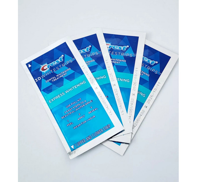 Відбілюючі смужки для зубів Crest 3D White 1 Hour Express 4 стікери (8 смужок)