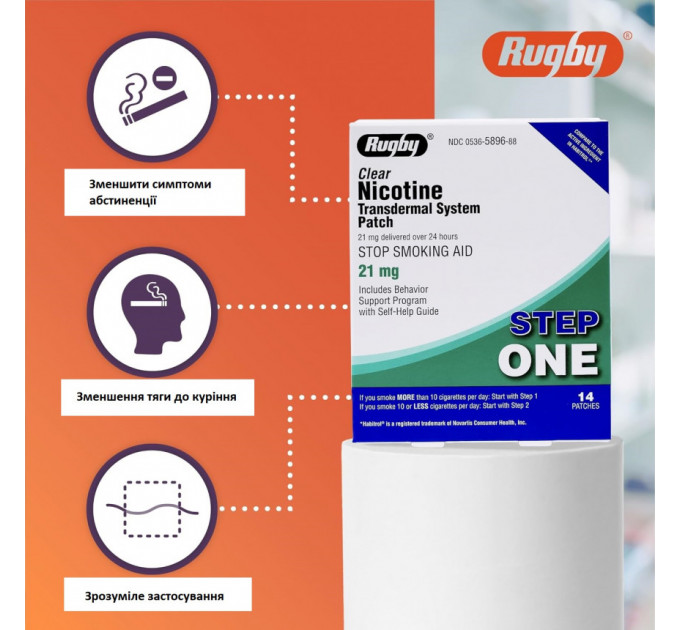 Набір нікотинових пластирів Rugby Clear рівні 1-2-3 відмови від куріння 3 упаковки по 14 шт