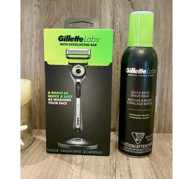 Набір для гоління Gillette Labs станок + 2 картриджі + піна 229 г + магнітна підставка