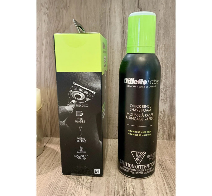 Набір для гоління Gillette Labs станок + 2 картриджі + піна 229 г + магнітна підставка