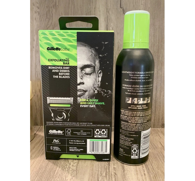 Набір для гоління Gillette Labs станок + 2 картриджі + піна 229 г + магнітна підставка