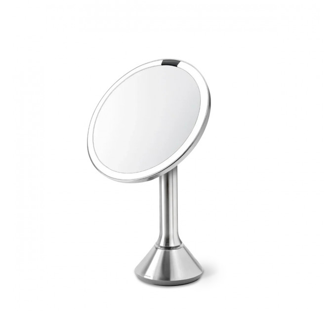 Настольное косметическое зеркало Simplehuman  с увеличением 5X и подсветкой (размер 23 см) серебристый