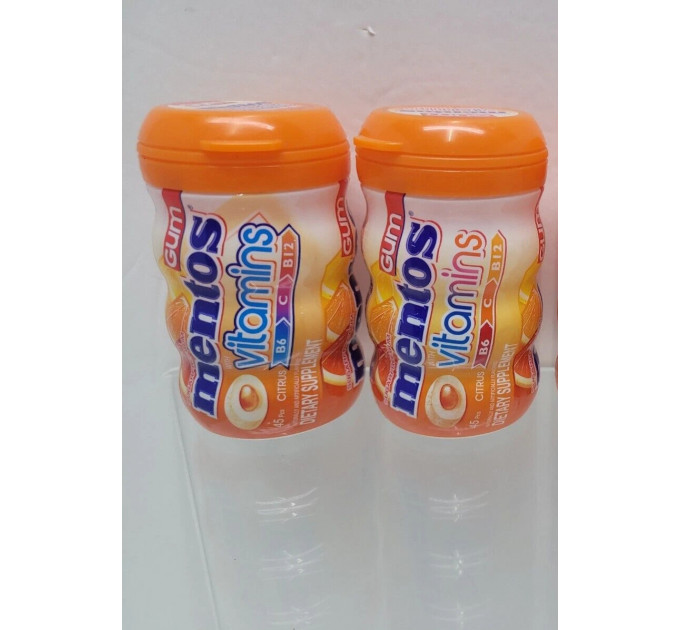 Жевательная резинка без сахара Mentos Gum с витаминами цитрус 45 драже