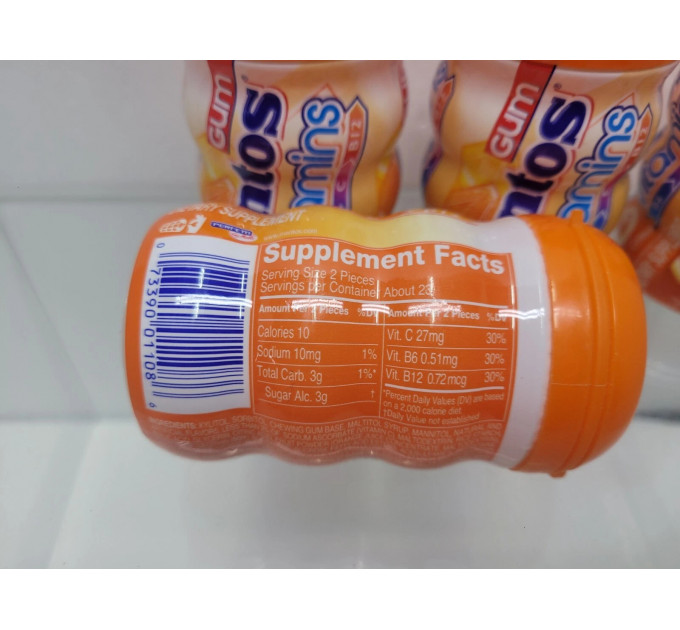 Жевательная резинка без сахара Mentos Gum с витаминами цитрус 45 драже