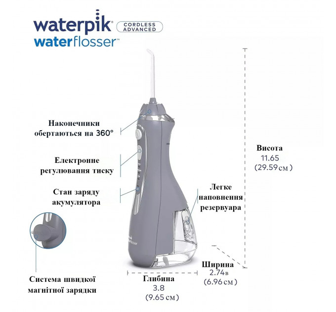 Портативный беспроводной ирригатор для полости рта Waterpik WP-587