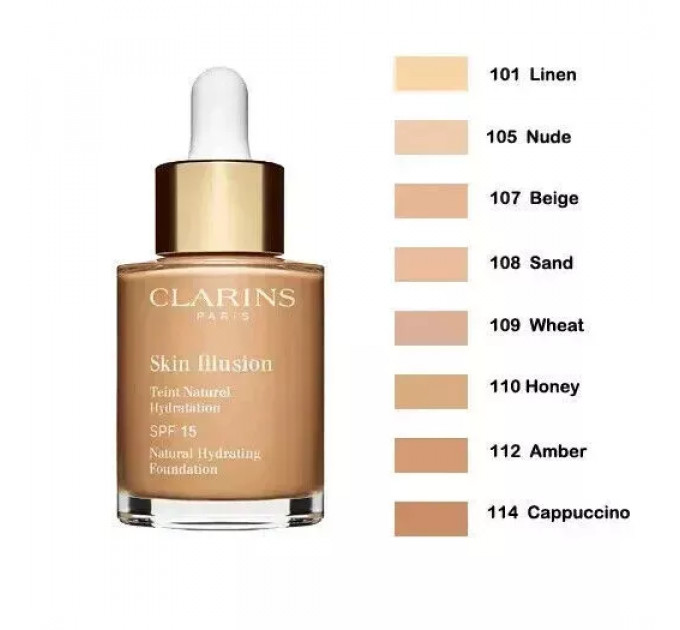 Тональная основа для лица Clarins Skin Illusion Natural Hydrating Foundation #108.3 Organza 30мл