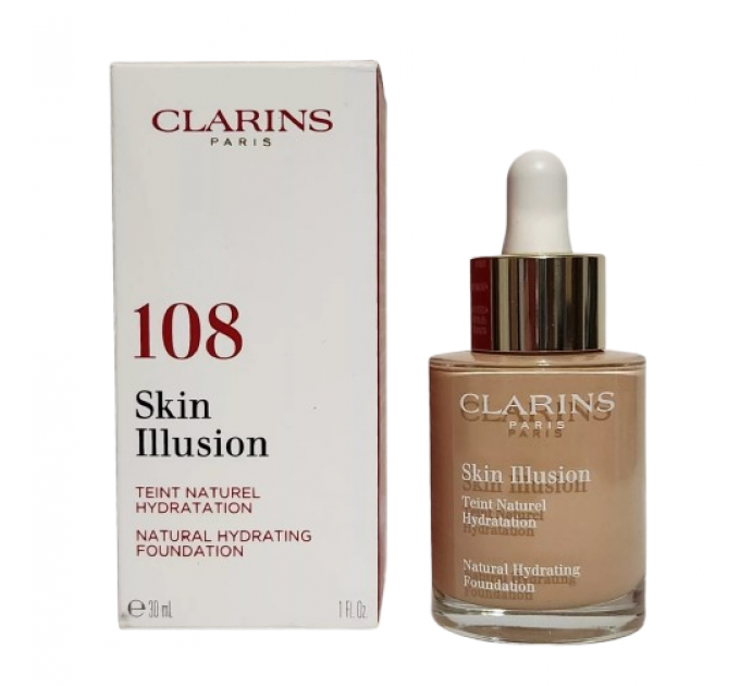 Тональна основа для обличчя Clarins Skin Illusion Natural Hydrating Foundation 108 SAND 30мл