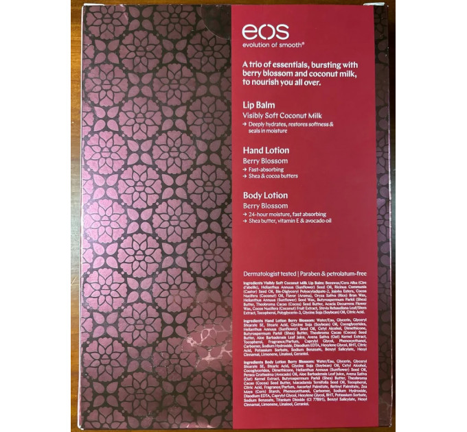 Подарочный набор лосьонов и бальзама для губ Eos Visibly Softer Skin From Lips To Toes Berry Blossom 