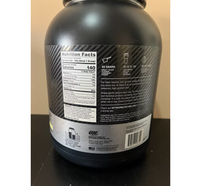 Протеиновая смесь Optimum Nutrition Platinum Hydro Whey с ванильным вкусом 1.6 кг 