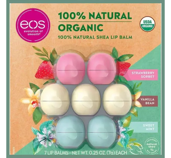 Набір бальзамів для губ EOS 100% Natural Organic Shea 7шт х 7г