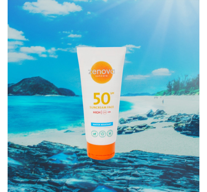 Крем для загара Zenova Suncare SPF50 с витаминным комплексом и гиалуроновой кислотой Защита от ультрафиолета и Омоложение 100 мл