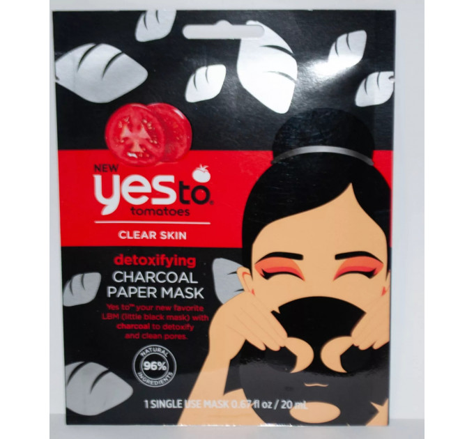 Маска-плівка з детокс-ефектом Yes To Tomatoes на основі деревного вугілля для проблемної шкіри 1 шт.