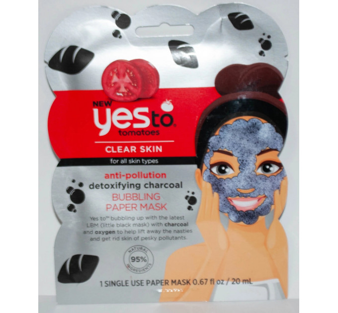 Маска-плівка з детокс-ефектом Yes To Tomatoes на основі деревного вугілля для проблемної шкіри 1 шт.