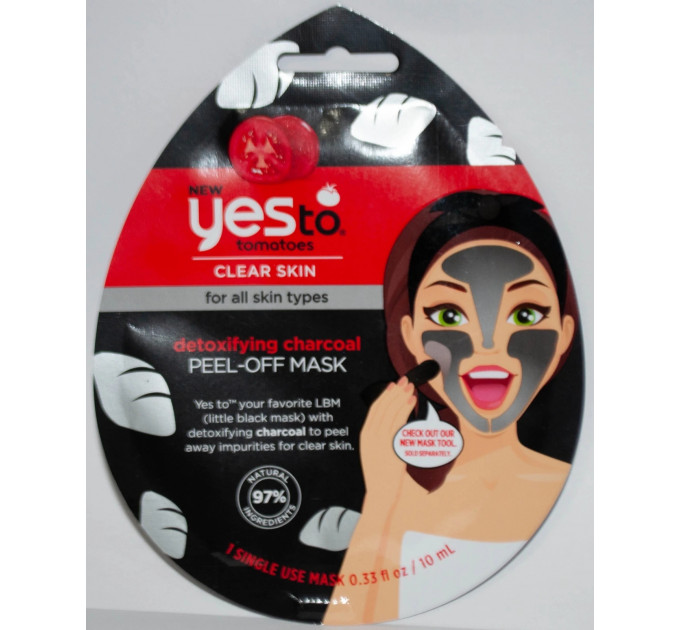 Маска-плівка з детокс-ефектом Yes To Tomatoes на основі деревного вугілля для проблемної шкіри 1 шт.