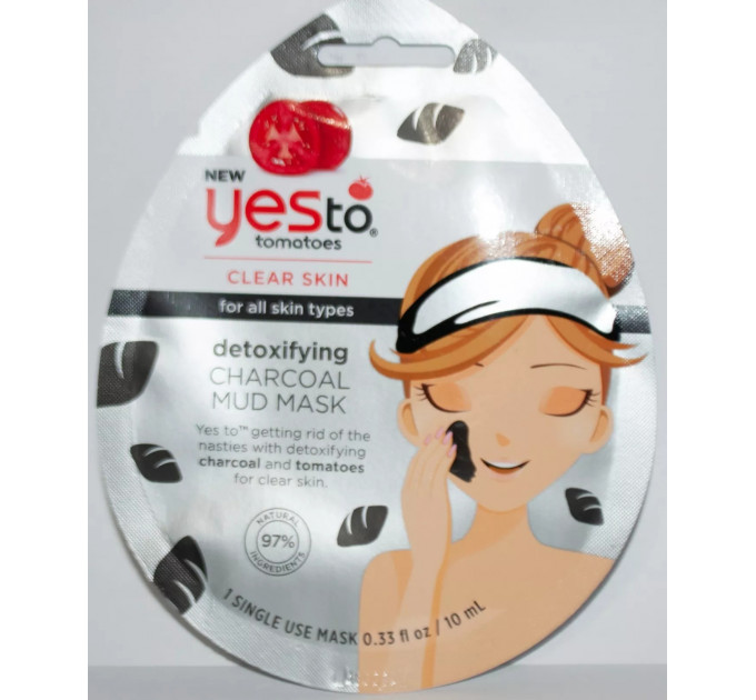 Маска-плівка з детокс-ефектом Yes To Tomatoes на основі деревного вугілля для проблемної шкіри 1 шт.